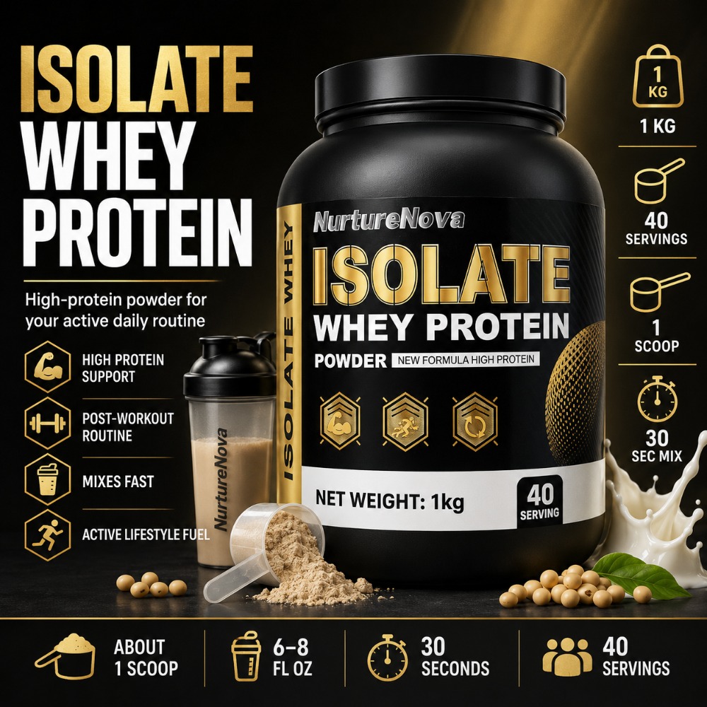 Fitness Nutrition Whey Protein - ナーターノヴァ アイソレート ホエイプロテインパウダー 1kg、高栄養フィットネスドリンクミックス、40回分、ワークアウト＆デイリーサポートフォーミュラ