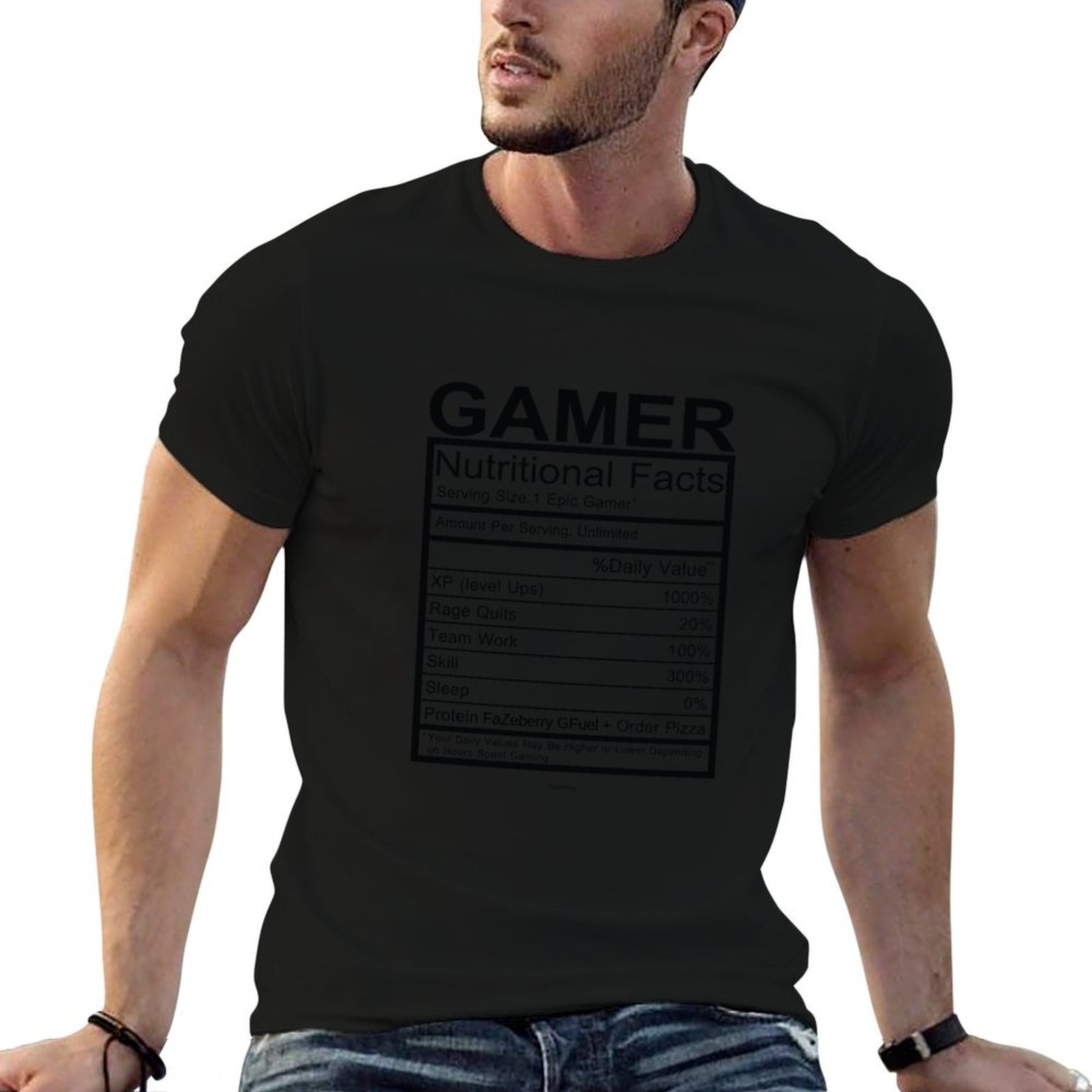Fitness With Nutrition - ゲーマー向け栄養成分表Tシャツ フィットネス速乾半袖トップス