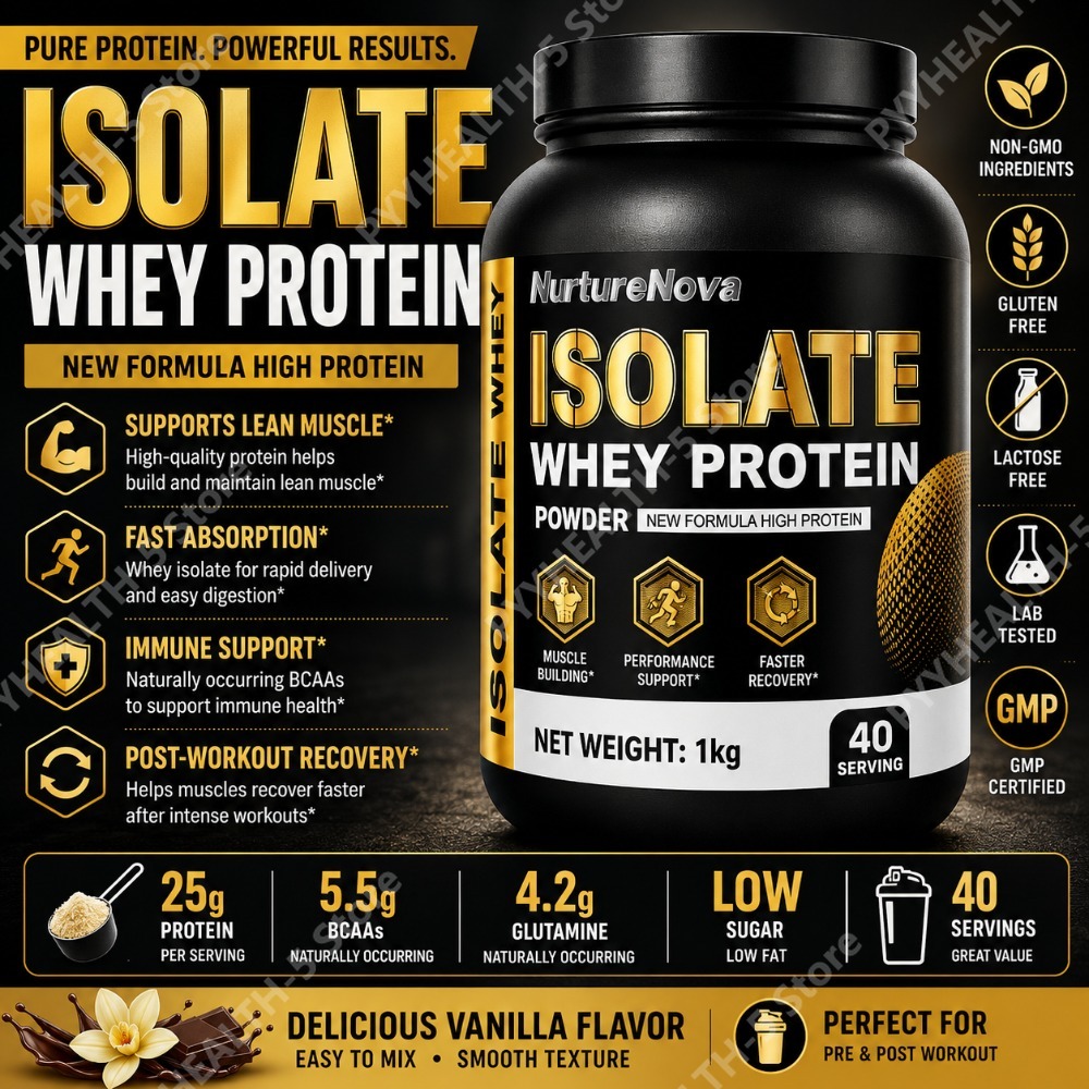 Fitness Nutrition Whey Protein - アイソレートホエイプロテインパウダー 1kg 高タンパク質スポーツ栄養シェイク 速溶性、毎日のフィットネス栄養 40食分 バニラ風味