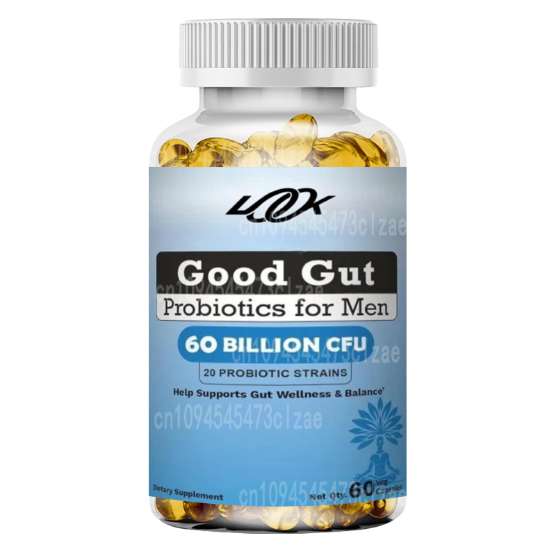 Probiotic 60 Billion - 男性向けプロバイオティクス600億CFU、プレバイオティクス混合物を含む20株、毎日の健康サポートカプセル60カプセル