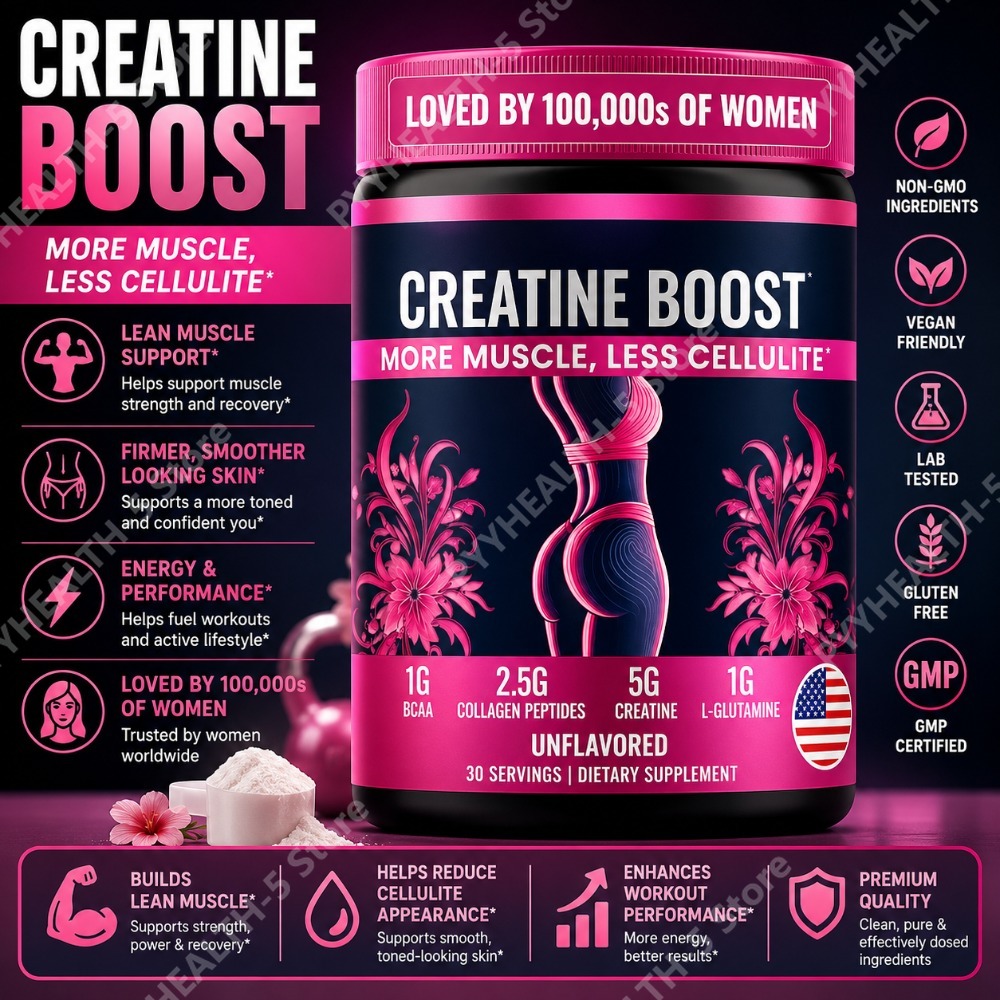 Creatine Monohydrate Powder - 女性用クレアチン一水和物パウダー（コラーゲンペプチド、BCAA、L-グルタミン配合）無香料、毎日のフィットネスサポート、30回分