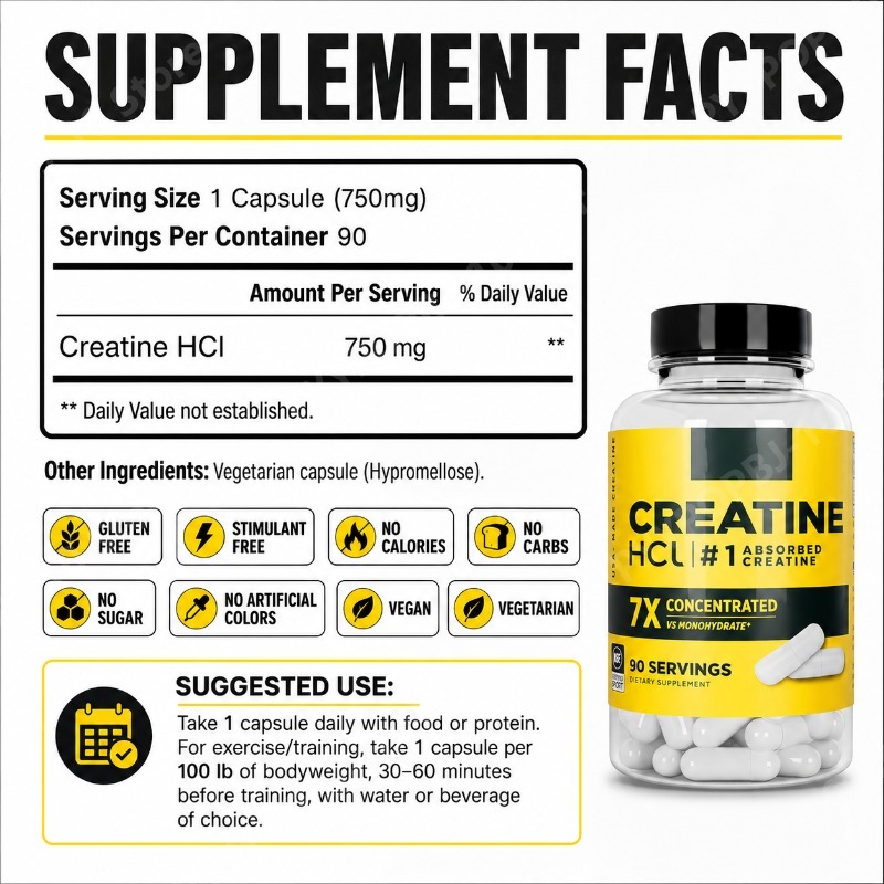 クレアチンHCl 750mg 90カプセル フィットネス筋肉 - Fitness With Nutrition のレビューと価格